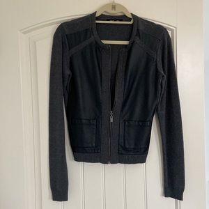 Nanette Lepore cardigan sweater with leather accent